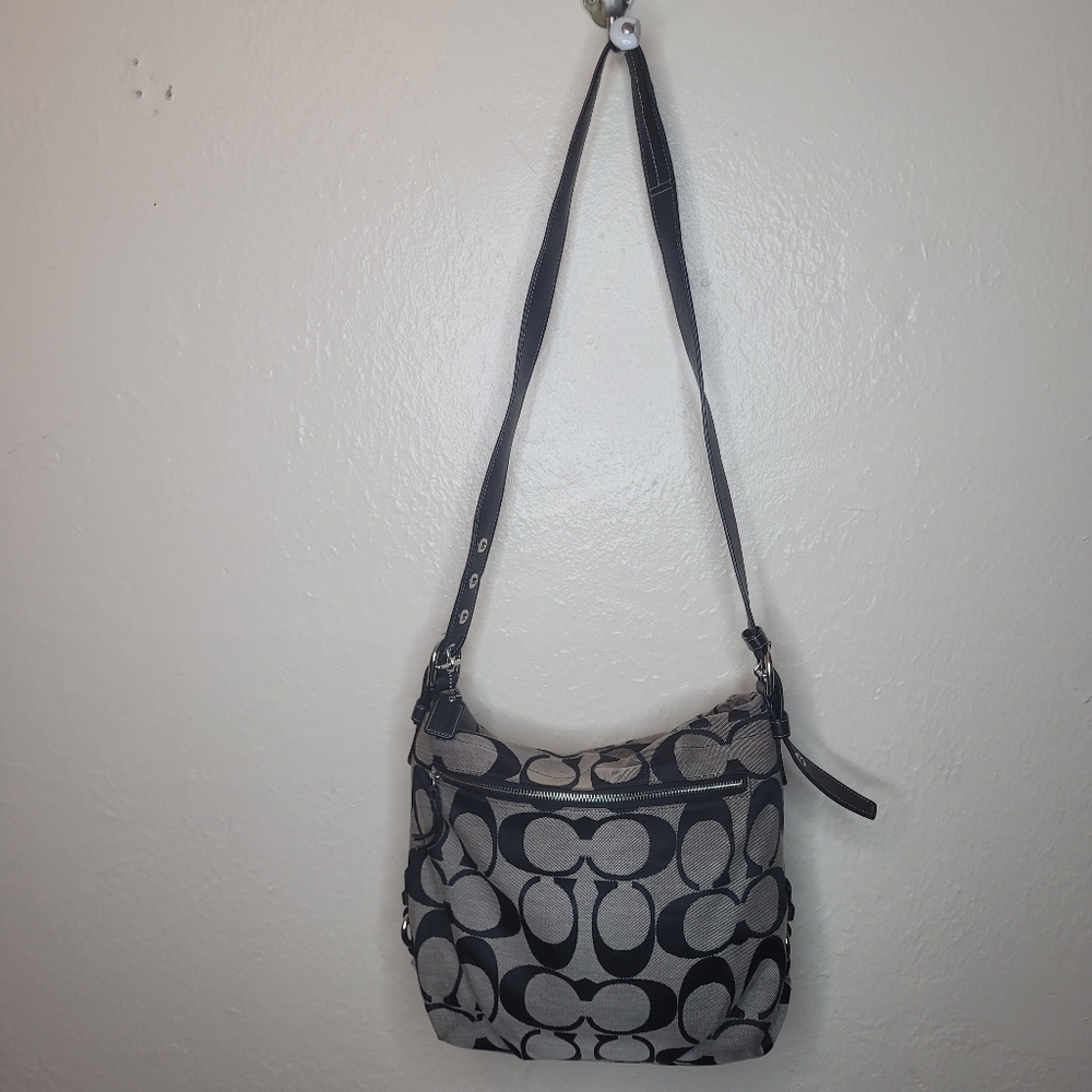 Coach Signature C Monogram Jacquard Blackgrey Hobo Bag